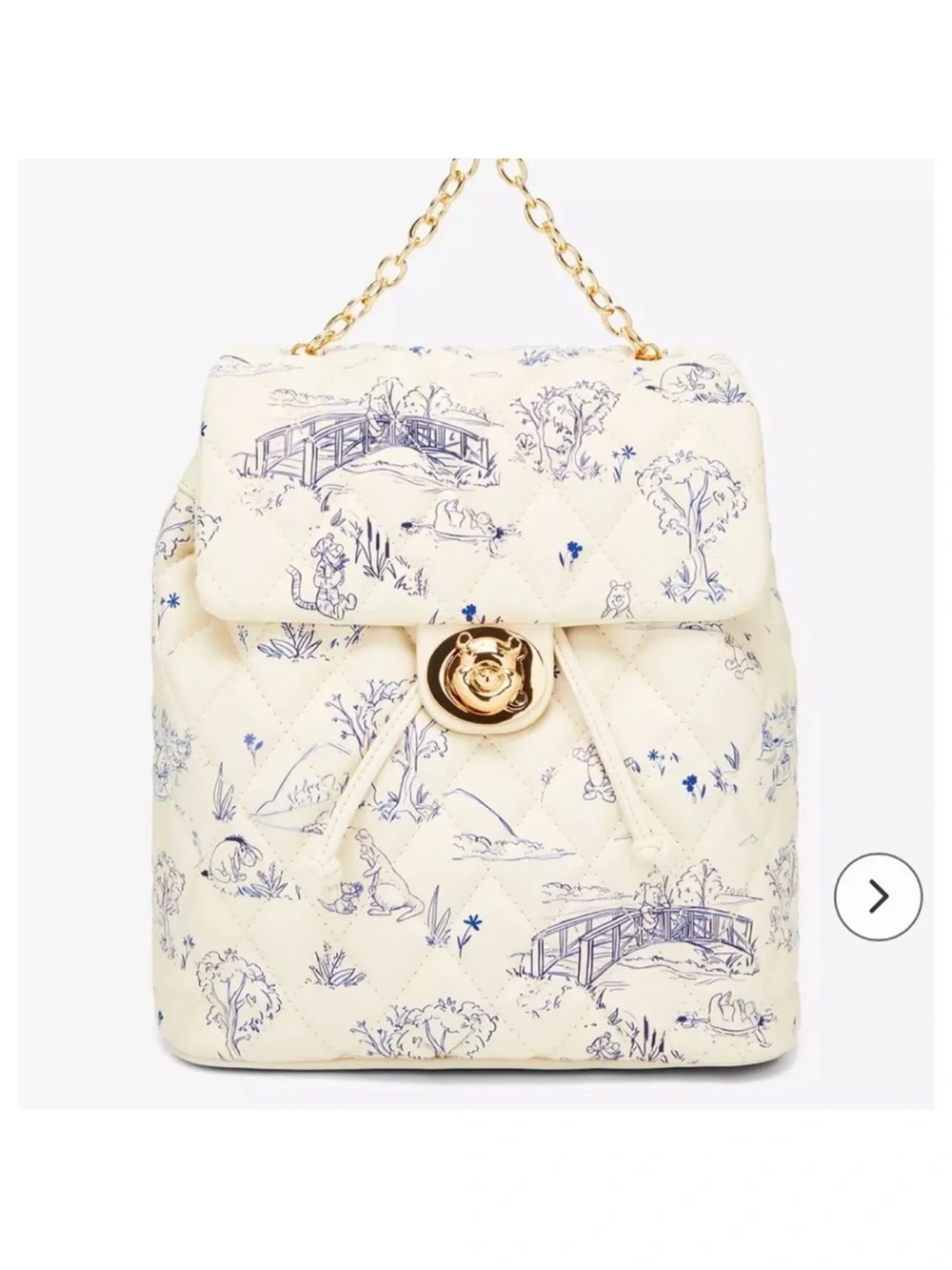 Disney Winnie the Pooh Toile Quilted Drawstring Backpack